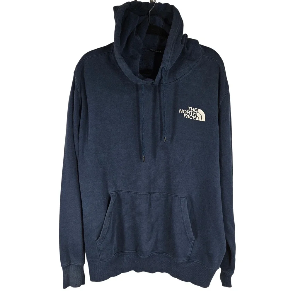 The North Face Hoodie Men's XL‎ Navy Never Stop Exploring Pullover Distressed